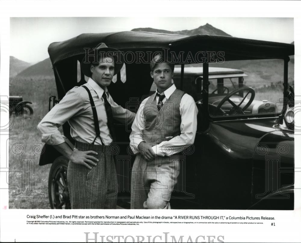 1992 Press Photo Brad Pitt and Craig Sheffer in &quot;A River Runs Through It&quot; - Historic Images