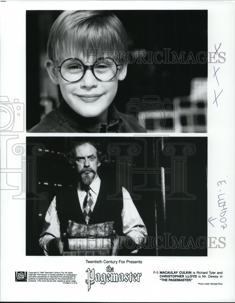 1995 Press Photo Macaulay Culkin and Christopher Lloyd star in The Pagemaster - Historic Images