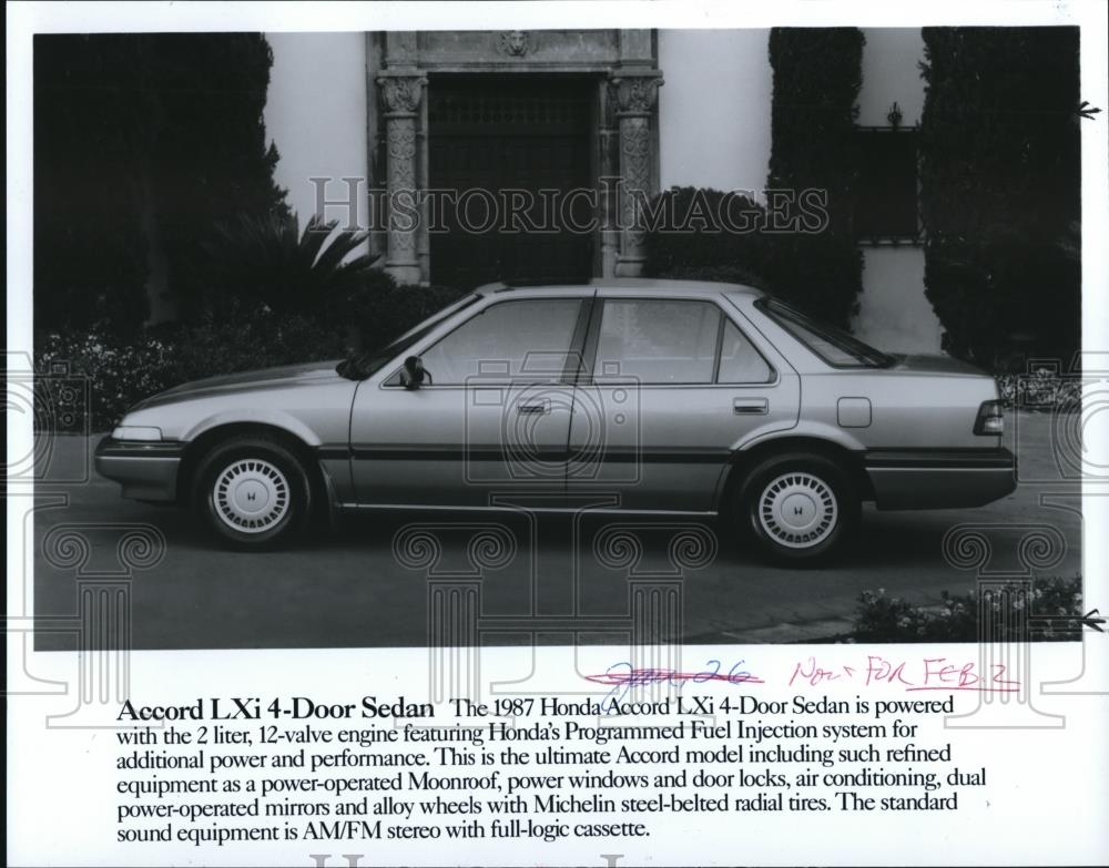 1987 Press Photo The Accord LXi 4Door Sedan - Historic Images