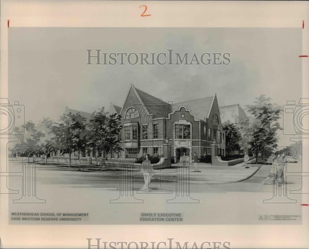 1993 Press Photo Artist Sketch of Weatherhead School of Management at CWRU - Historic Images