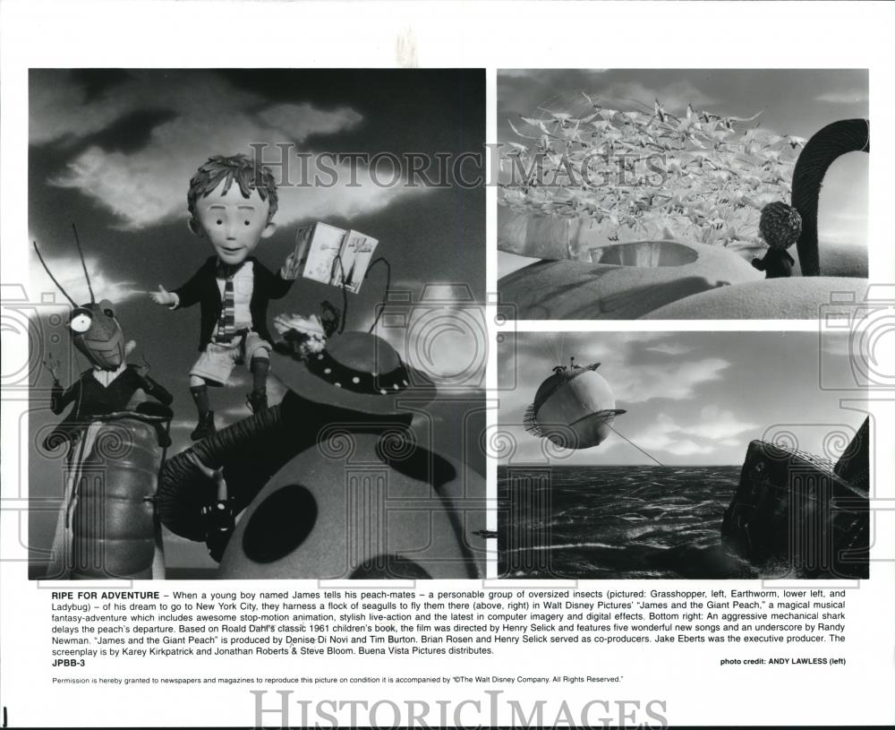 1996 Press Photo Scenes from animated movie James and the Giant Peach - Historic Images