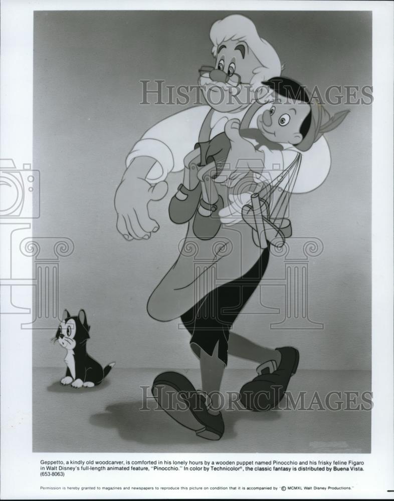 1985 Press Photo Gepetto and Pinocchio in animated cartoon Pinocchio - Historic Images