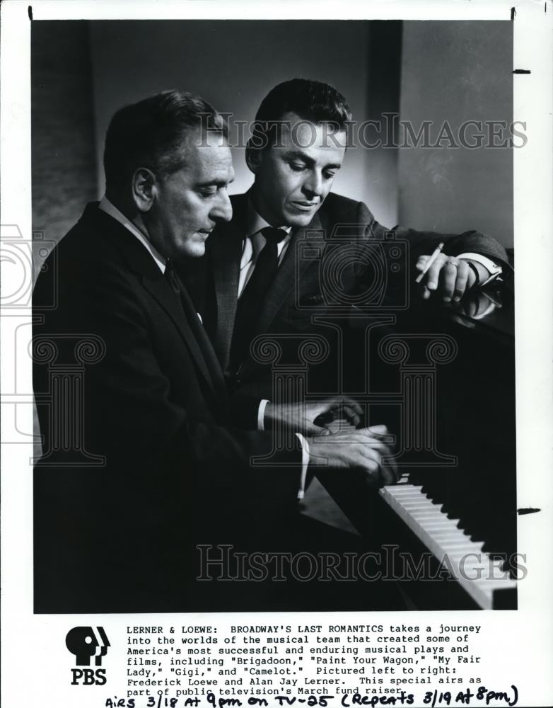 1988 Press Photo Frederick Loewe and Alan Jay Lerner - Broadway's Last Romantics - Historic Images