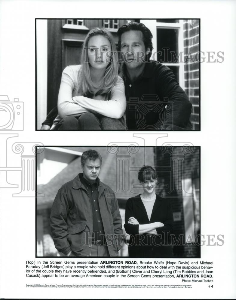 1999 Press Photo Hope Davis & Jeff Bridges in Arlington Road - Historic Images