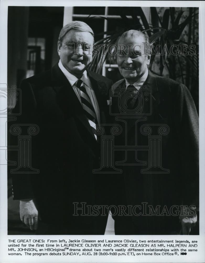 1984 Press Photo Jackie Gleason and Laurence Olivier Mr. Halpern Mr. Johnson - Historic Images