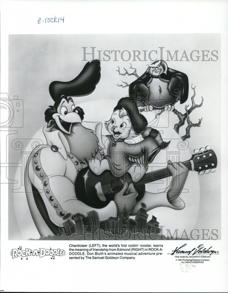 1992 Press Photo Chanticleer & Edmond in Rock-A-Doodle - Historic Images