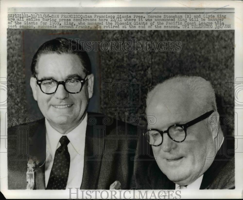 1968 Press Photo Pres. of the San Francisco Giants Horace Stoneham (R) and - Historic Images