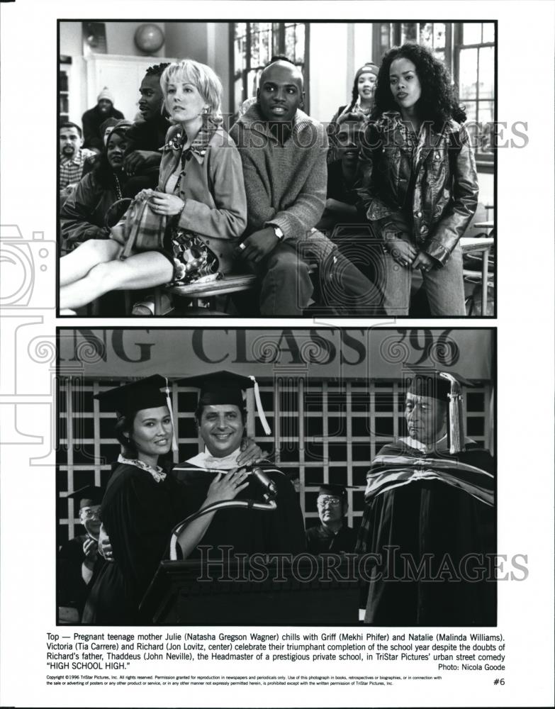 1996 Press Photo Natasha Wagner Tia Carrere Jon Lovitz in High School High - Historic Images