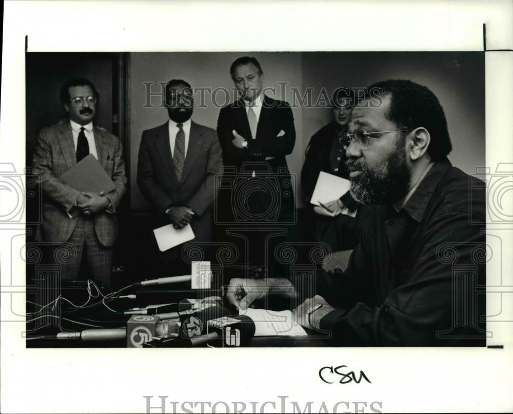 1990 Press Photo Lawyer Ricardo Teamor, mayor Mike White and Gov. Veleste - Historic Images