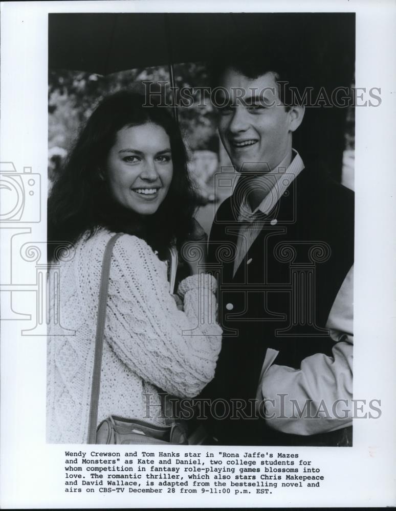 1986 Press Photo Wendy Crewson and Tom Hanks in "Mazes and Monsters" - Historic Images