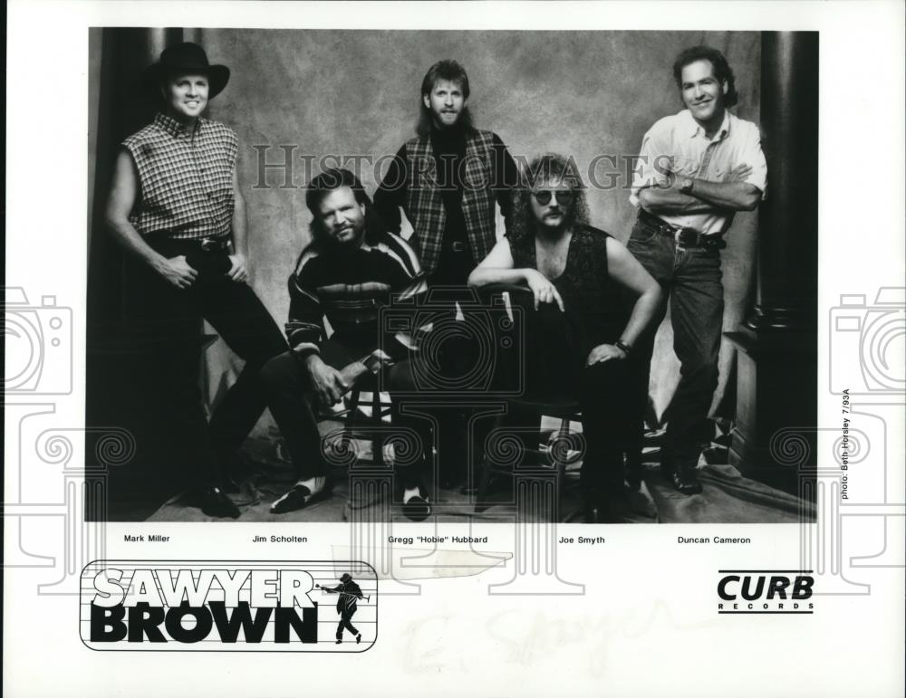 1996 Press Photo Mark Miller, Jim Scholten, and Gregg Hubbard in Sawyer Brown - Historic Images