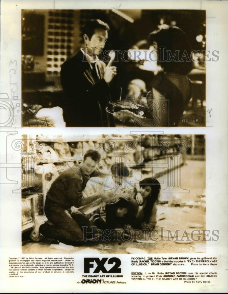 1991 Press Photo Bryan Brown Rachel Ticotin Brian Dennehy Dominic Zambrogna FX2 - Historic Images