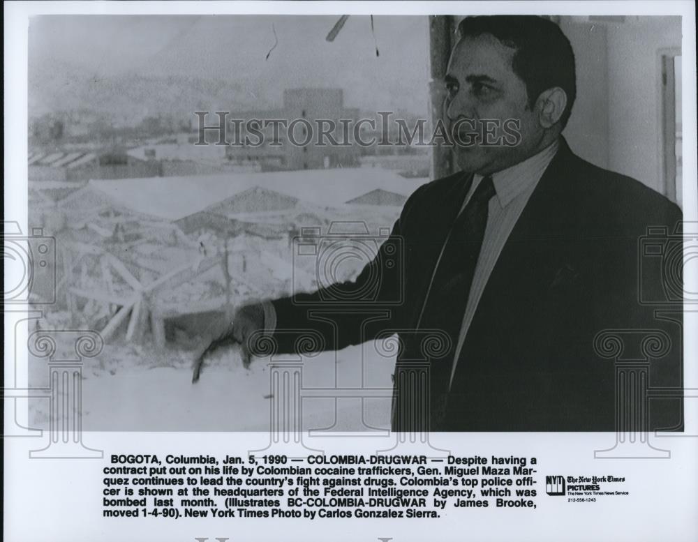 1990 Press Photo Gen Miguel maza Marquez Fight Against Cocaine Traficking - Historic Images