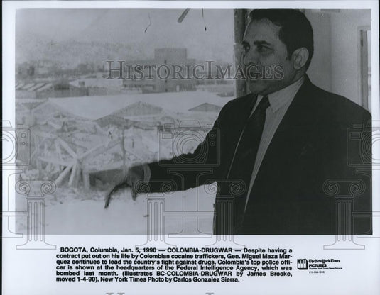 1990 Press Photo Gen Miguel maza Marquez Fight Against Cocaine Traficking - Historic Images