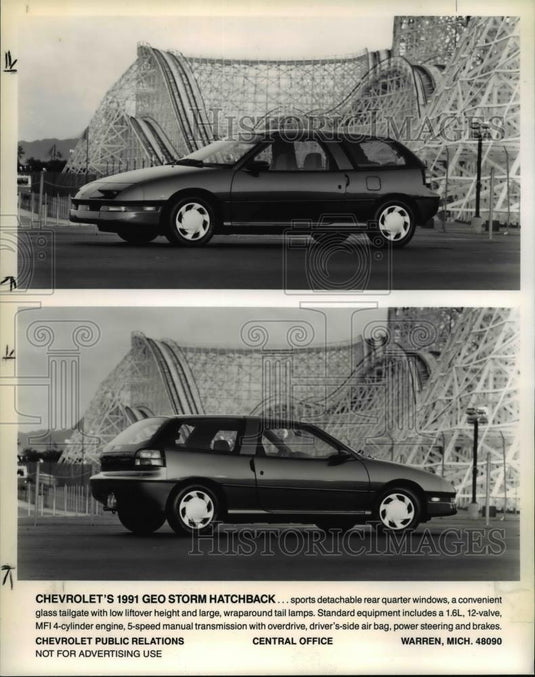 1991 Press Photo Chevrolet's 1991 Geo Strom Hatchback. - Historic Images