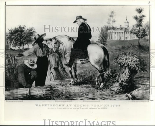 1992 Press Photo Washington at Mount Vernon, lithrograph by Nathaniel Currier - Historic Images