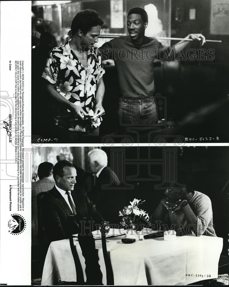1985 Press Photo Eddie Murphy James Russo Steven Berkoff in Beverly Hills Cop - Historic Images