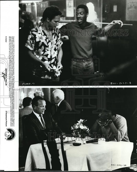 1985 Press Photo Eddie Murphy James Russo Steven Berkoff in Beverly Hills Cop - Historic Images