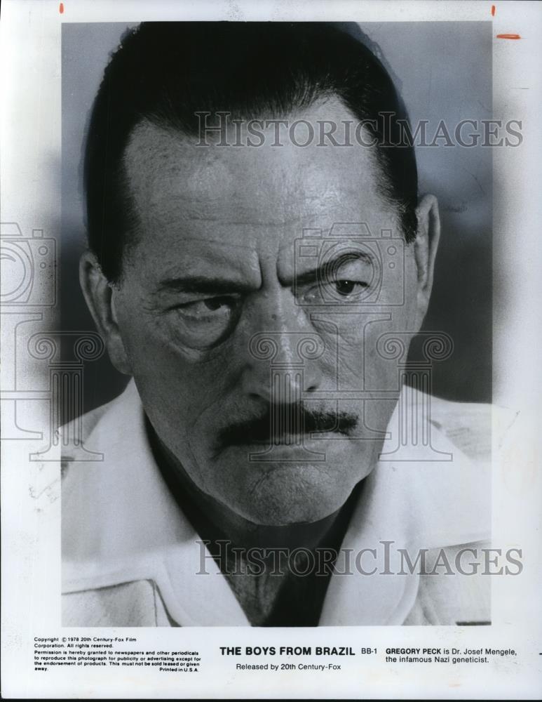 1978 Press Photo Gregory Peck stars as Dr. Josef Mengele in The Boys from Brazil - Historic Images