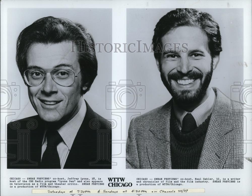1983 Press Photo Jeffrey Lyons and Neal Gabler hosts of Sneak Previews - Historic Images