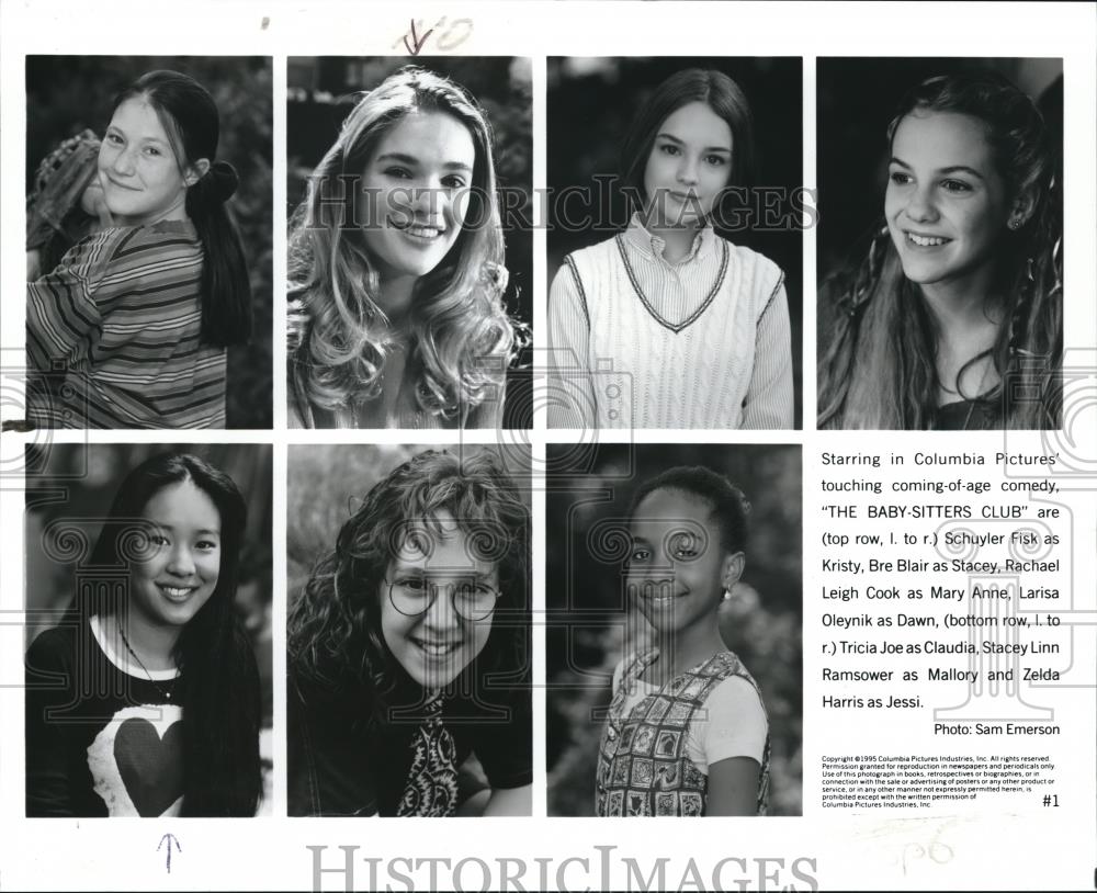 1995 Press Photo Schuyler Fisk Bre Blair Rachel L. Cook in The Baby-Sitters Club - Historic Images
