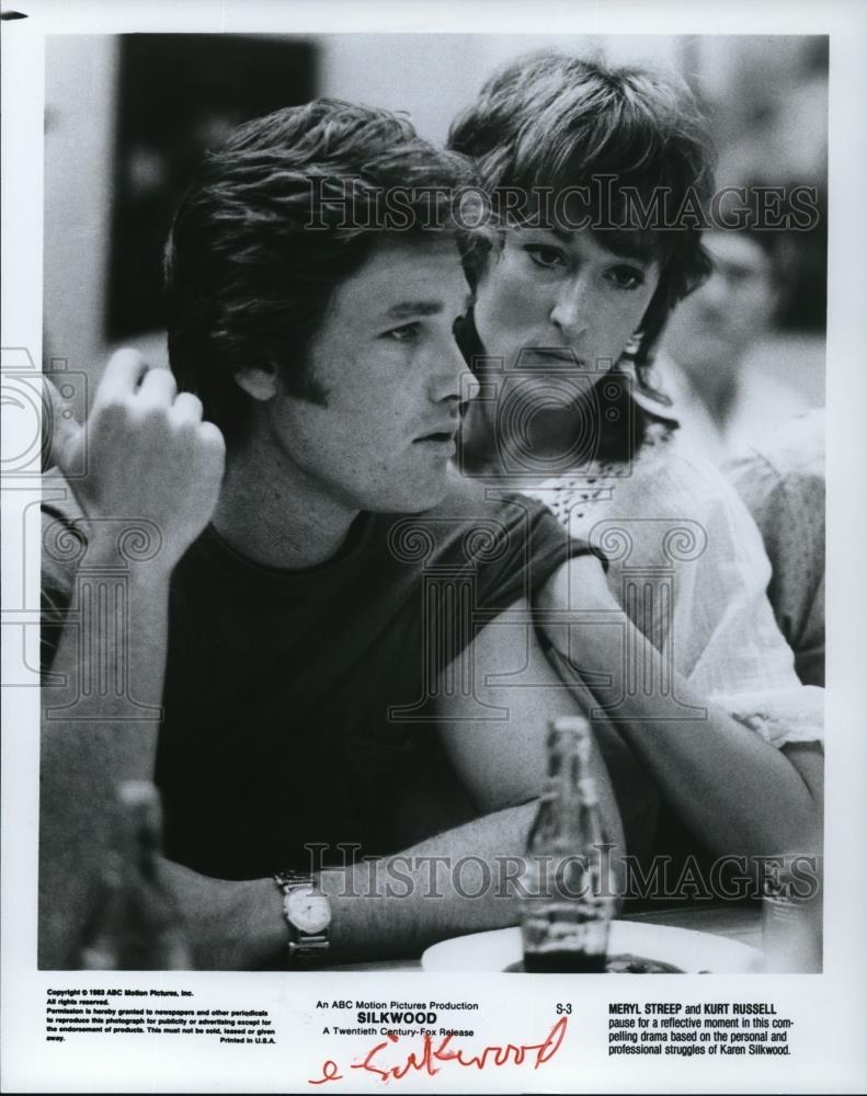 1984 Press Photo Meryl Streep & Kurt Russell in Silkwood - Historic Images