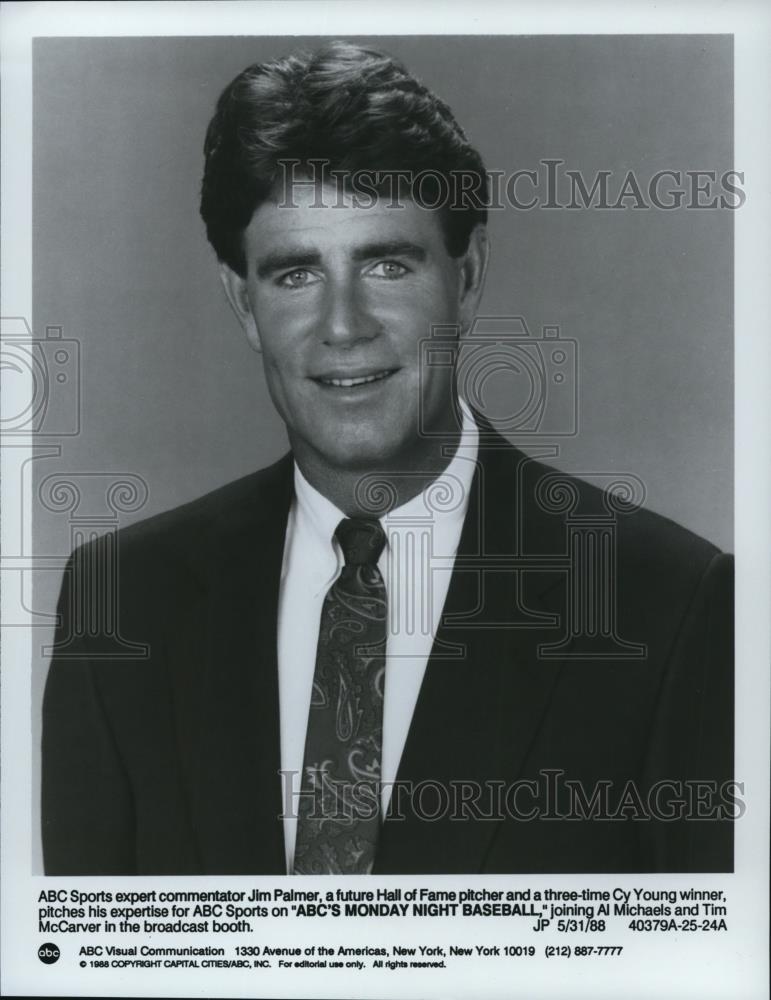 1988 Press Photo Jim Palmer sportscaster ABC Monday Night Baseball - cvp54132 - Historic Images