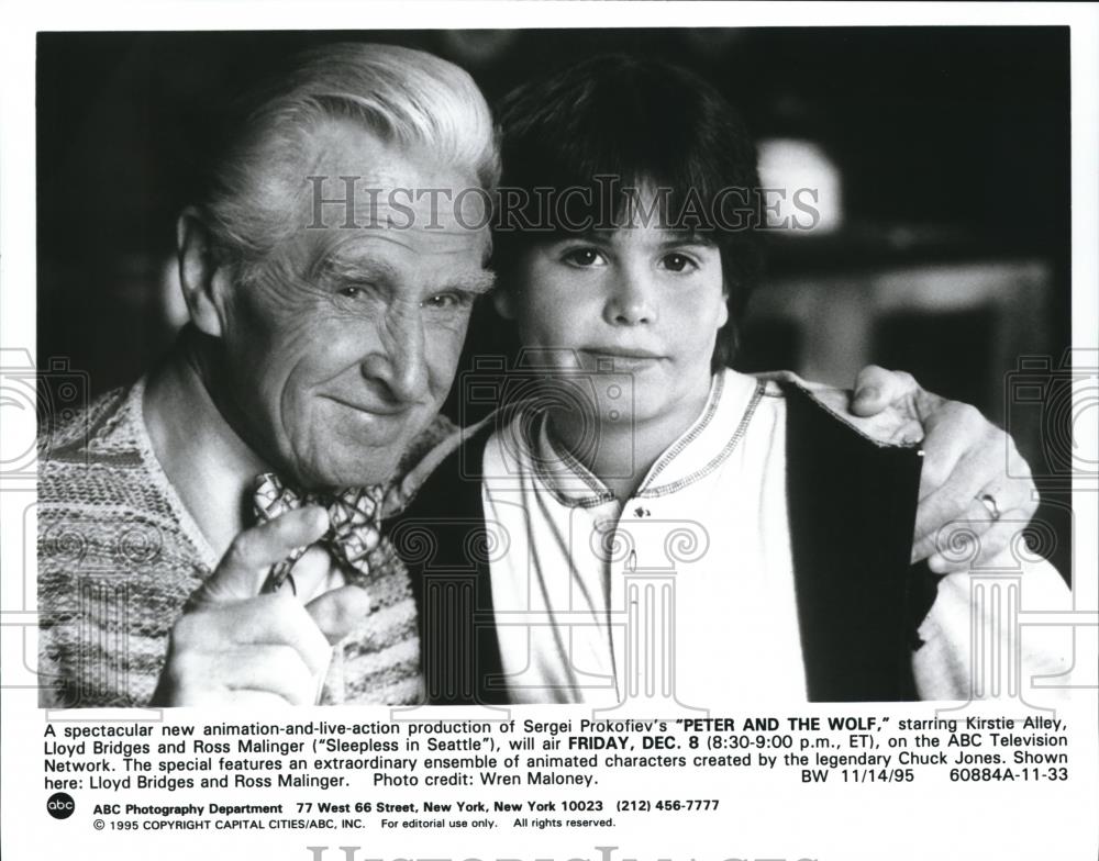 1995 Press Photo Lloyd Bridges and Ross Malinger in Peter And The Wolf - Historic Images