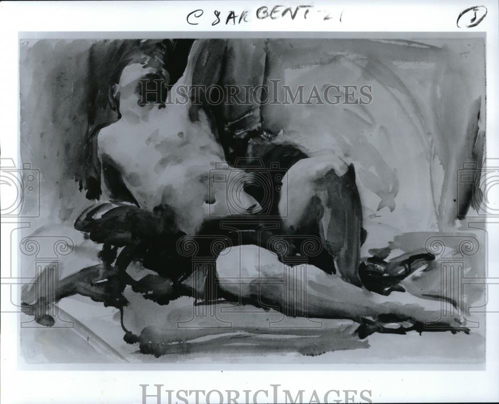 1986 Press Photo Figure with Red Drapery by John Singer Sargent - cva52305 - Historic Images
