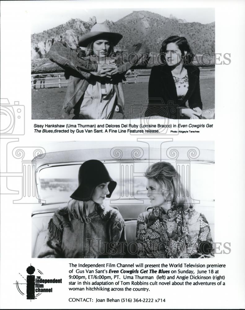 1995 Press Photo Even Cow Girls Get The Blues Uma Thurman Lorraine Bracco - Historic Images