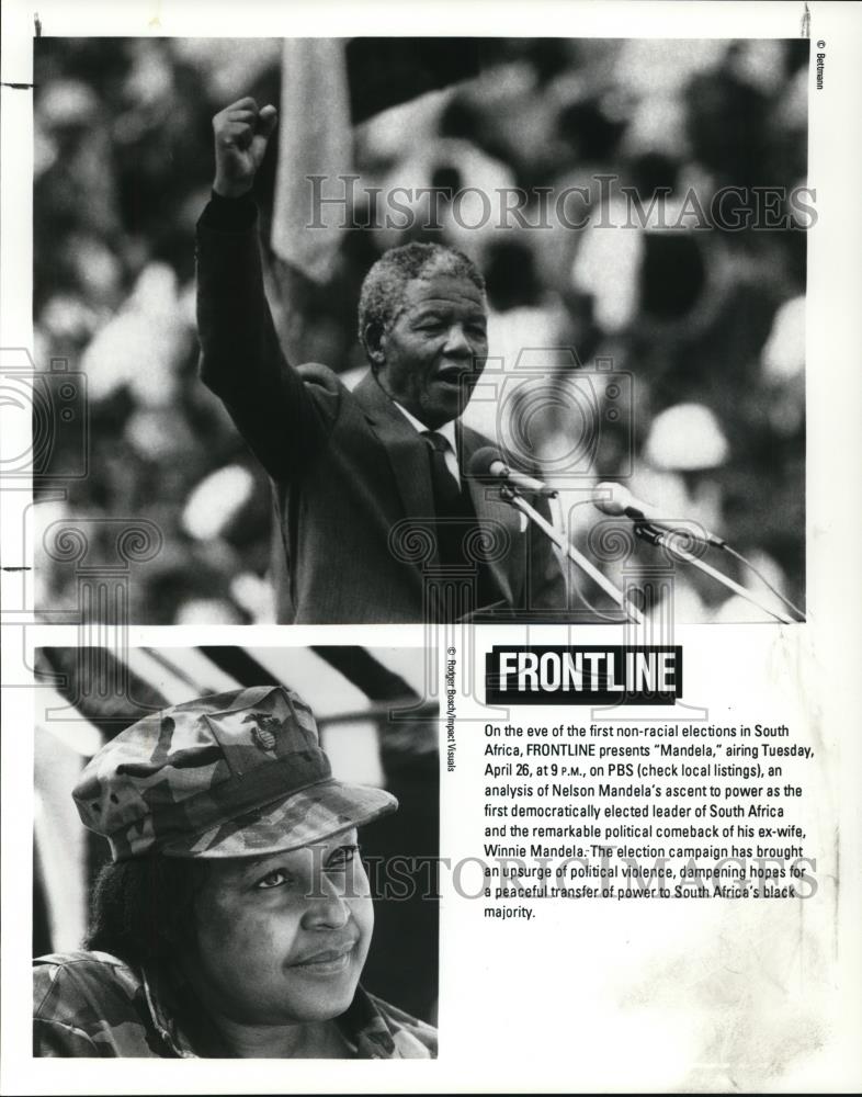 1994 Press Photo Mandela and Winnie Mandela on Frontline - Historic Images