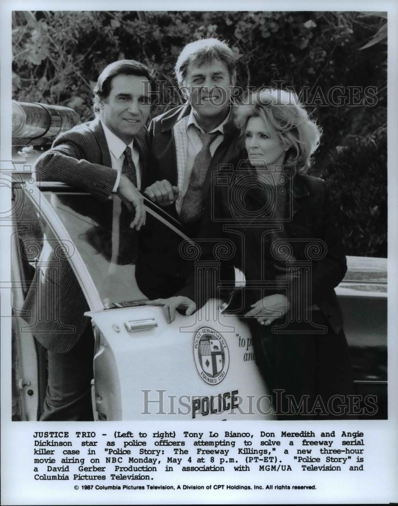 1987 Press Photo Tony Lo Bianco Don Meredith Angie Dickinson in Police Story - Historic Images