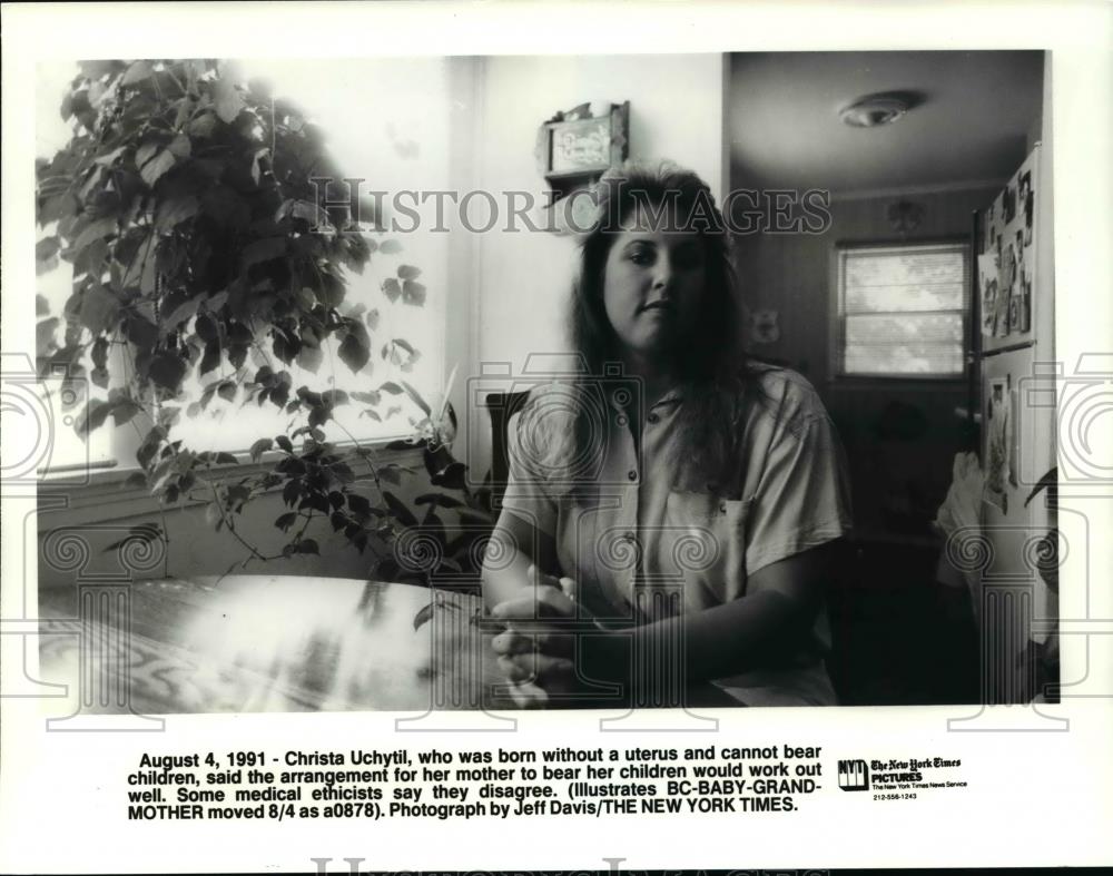 1991 Press Photo Christa Uchytil Born Without Uterus Mom wants To Bear Children - Historic Images