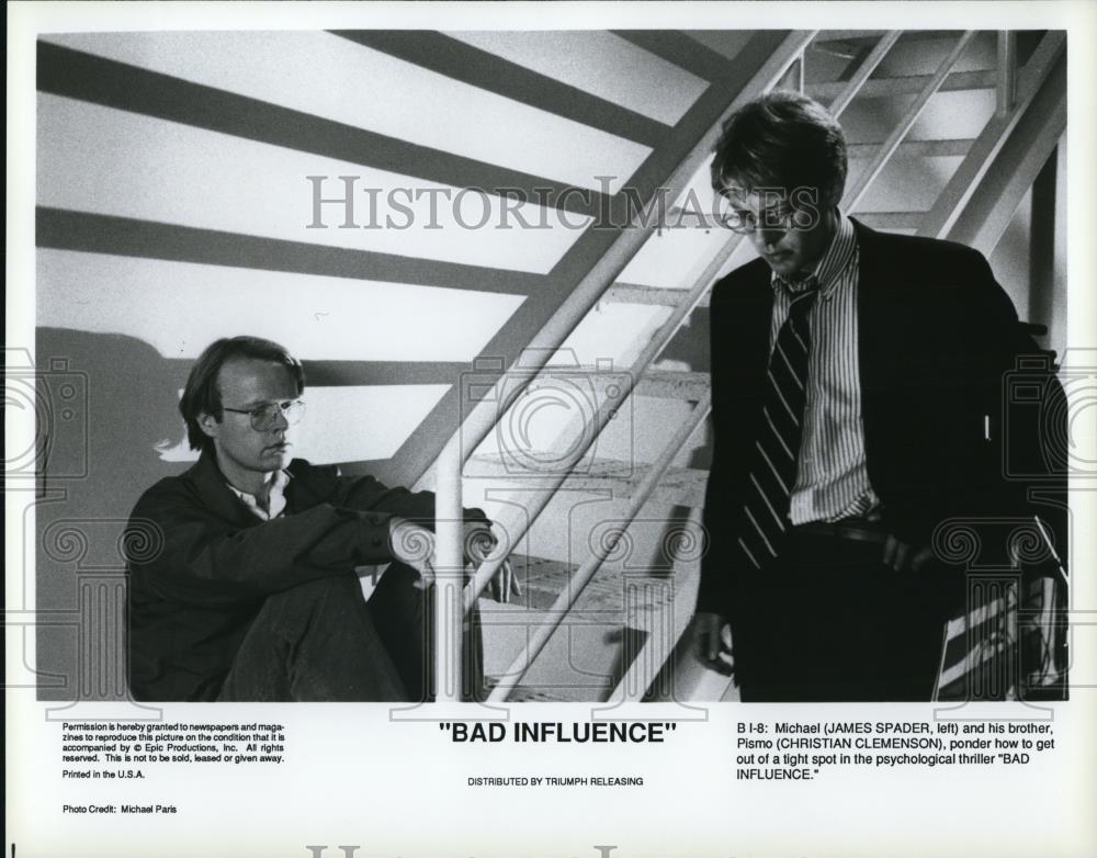 1991 Press Photo James Spader &amp; Christian Clemenson in Bad Influence - cvp54299 - Historic Images