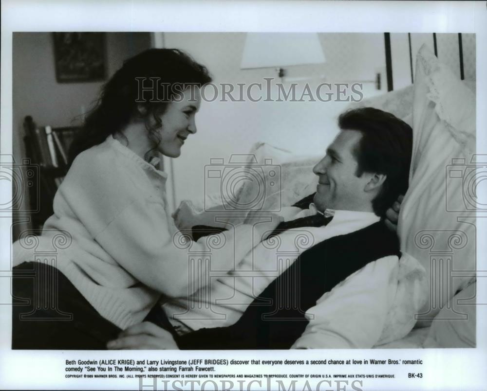 1989 Press Photo Alice Krige and Jeff Bridges in See You in the Morning - Historic Images