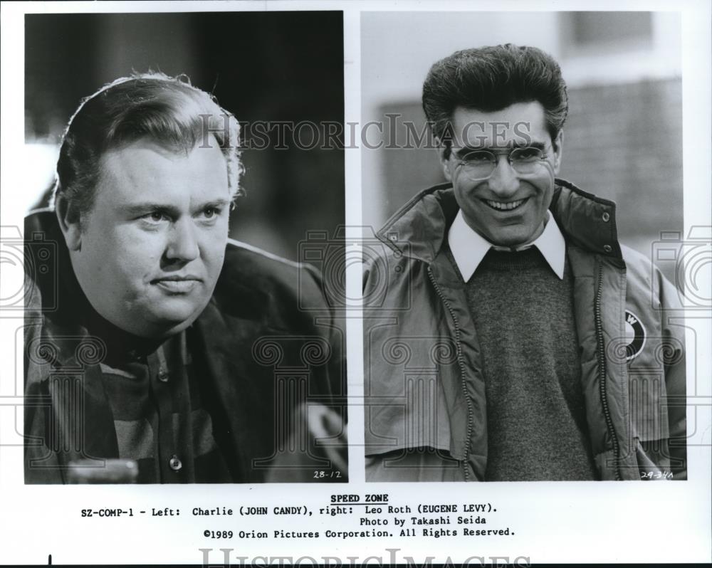 1989 Press Photo John Candy and Eugene Levy in Speed Zone - cvp73138 - Historic Images