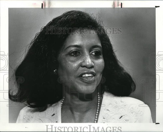 1985 Press Photo Cheryle A. Wills, keynote speaker at Growth Association Trade - Historic Images