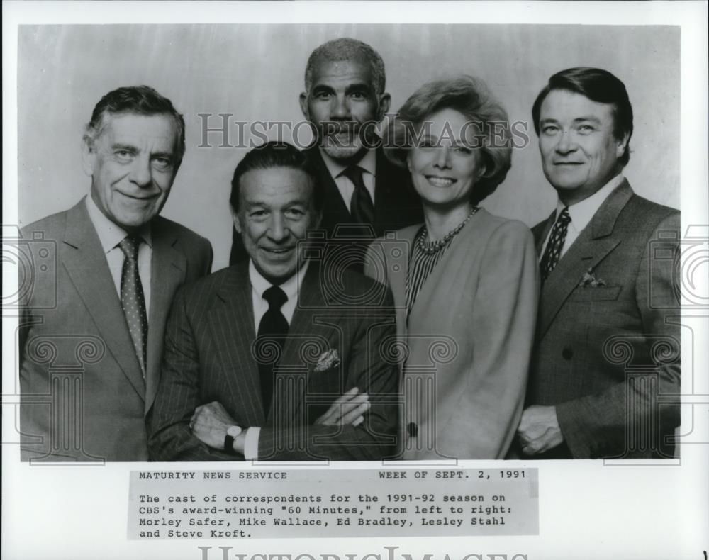 1991 Press Photo Morley Safer Mike Wallace Ed Bradley Lesley Stahl Steve Kroft - Historic Images