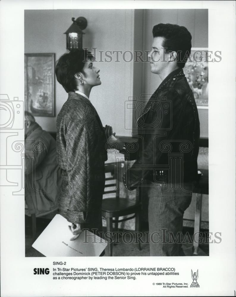 1989 Press Photo Tri-Star Pictures presents Sing with Lorraine Bracco and Peter - Historic Images