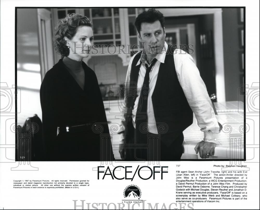 1997 Press Photo John Travolta and Joan Allen star in Face/Off - Historic Images
