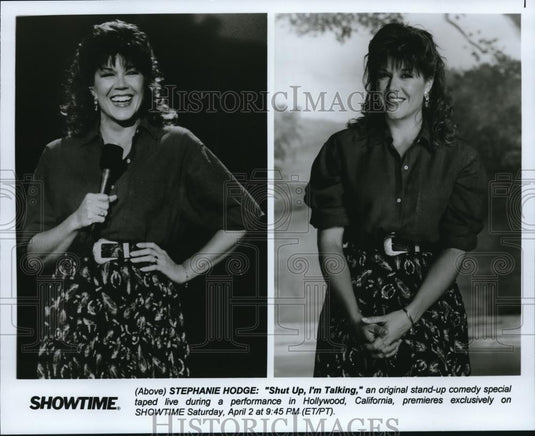 Press Photo Stephanie Hodge in Shut Up, I'm Talking - Historic Images