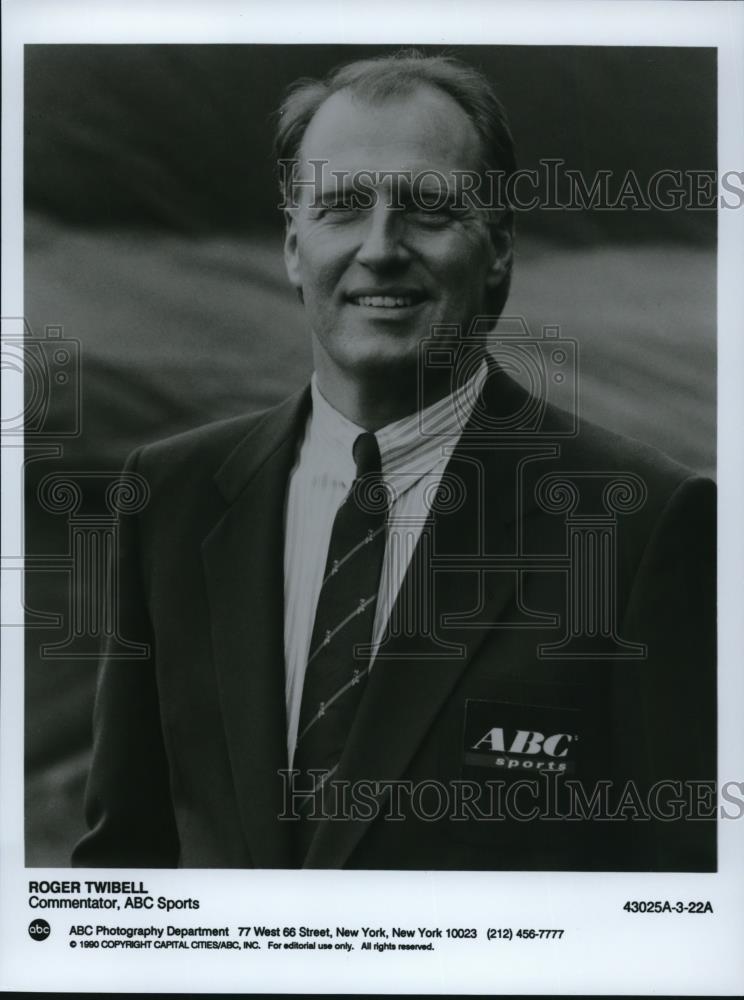 1990 Press Photo Roger Twibell sportscaster commentator on ABC Sports - Historic Images