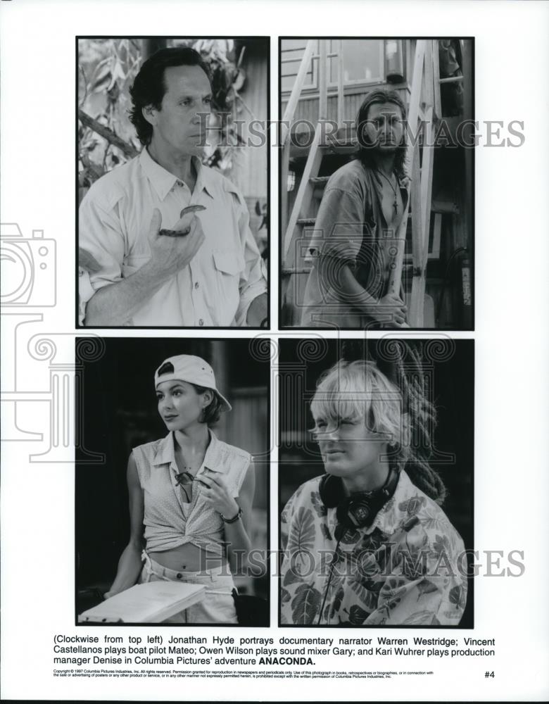 1997 Press Photo Jonathan Hyde Owen Wilson Vincent Castellanos Kari Wuhrer - Historic Images