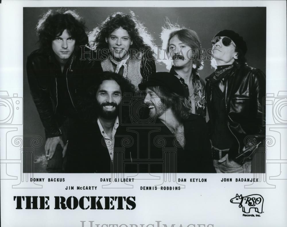 1983 Press Photo Donny Backus, Jim McCarty, and Dave Gilbert in The Rockets - Historic Images