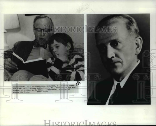 1982 Press Photo Arthur Schlesinger Jr & Son & AA Milne Creator Winnie the Pooh - Historic Images