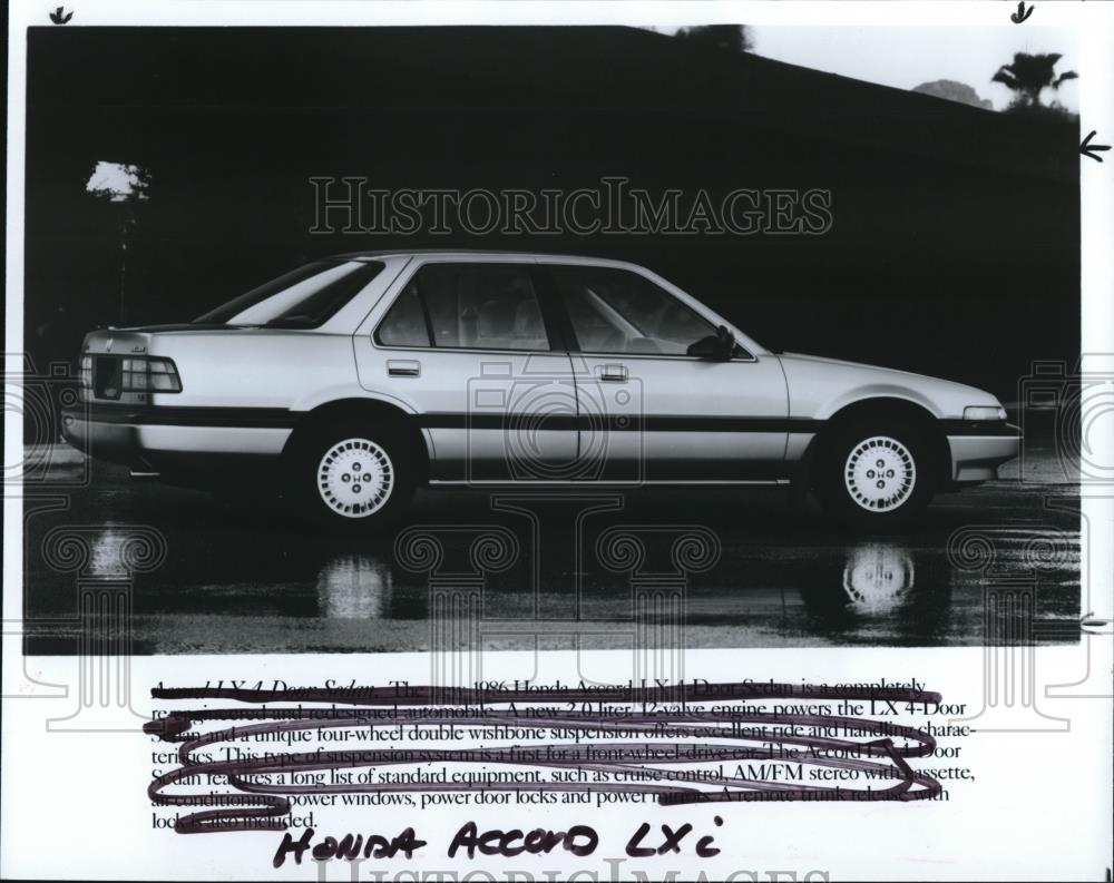 1986 Press Photo The Honda Accord LXI - Historic Images