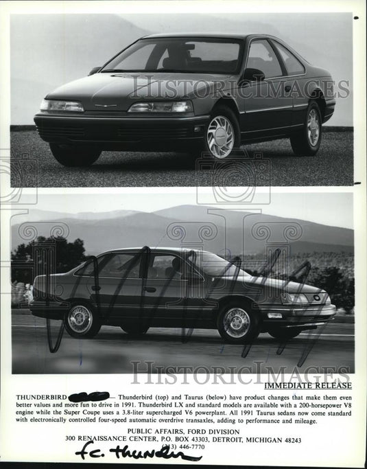 1990 Press Photo Ford Auto Model Thunderbird 91 - Historic Images