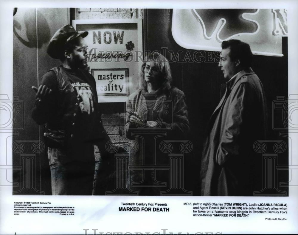 1990 Press Photo Tom Wright Joanna Pacula Kevin Dunn in Marked For Death - Historic Images