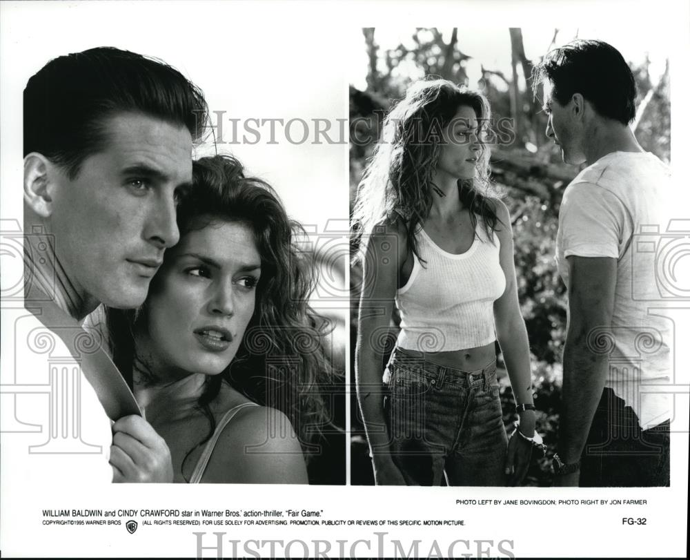 1995 Press Photo William Baldwin and Cindy Crawford star in Fair Game - Historic Images