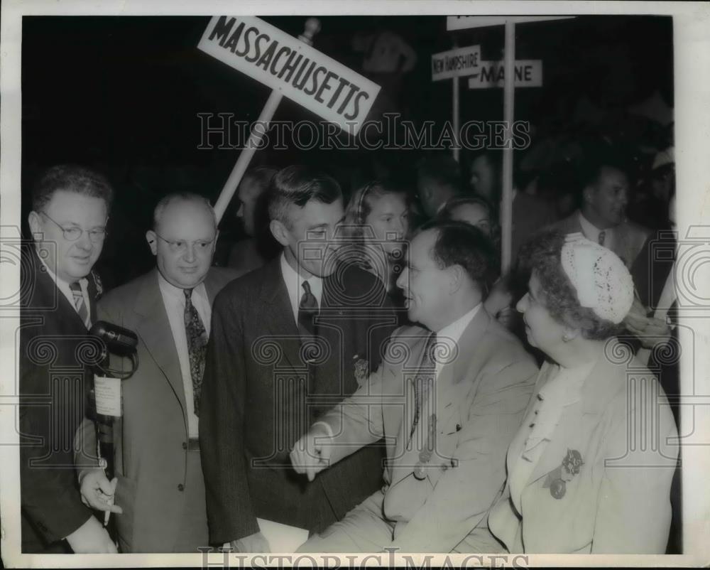 1944 Press Photo Gov. Leverett Saltenstall , Joe Martin GOP National Convention - Historic Images